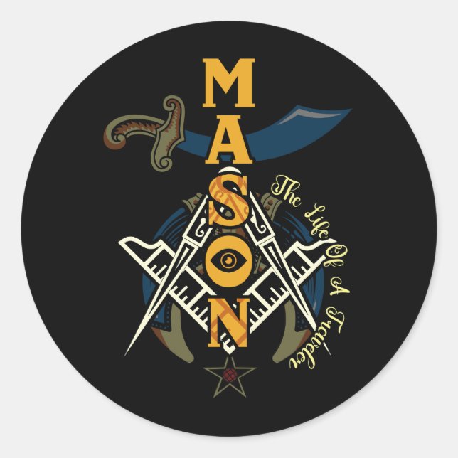 Pegatina Redonda Navidades Freemason Noble Shriner Mason The Life O (Anverso)