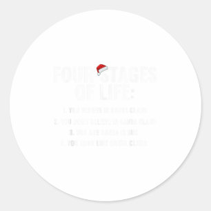 Pegatina Redonda Navidades Funny Cuatro Etapas De Vida Santa Claus 