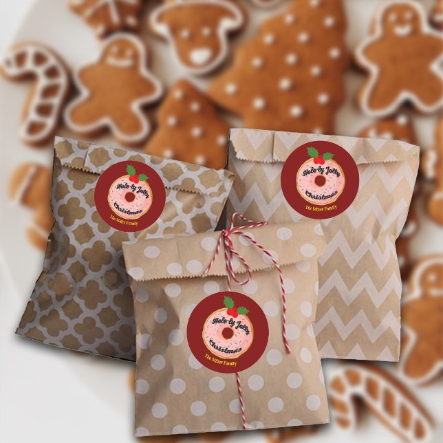 Pegatina Redonda Navidades Funny Donut Wreath Personaliza (Subido por el creador)