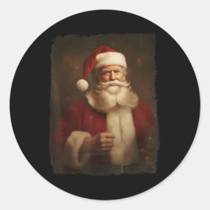 Pegatina Redonda Navidades Funny Trump Santa Claus Retro Vintage