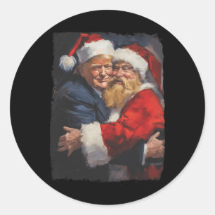 Pegatina Redonda Navidades Funny Trump Santa Claus Retro Vintage Xm