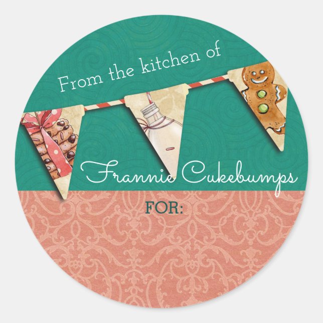 Pegatina Redonda Navidades galletas de leche de la cocina de pegati (Anverso)