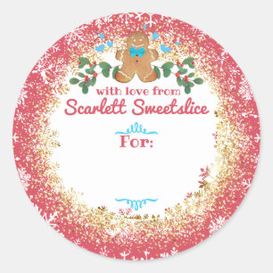 Pegatina Redonda Navidades galletas pan de jengibre panadería