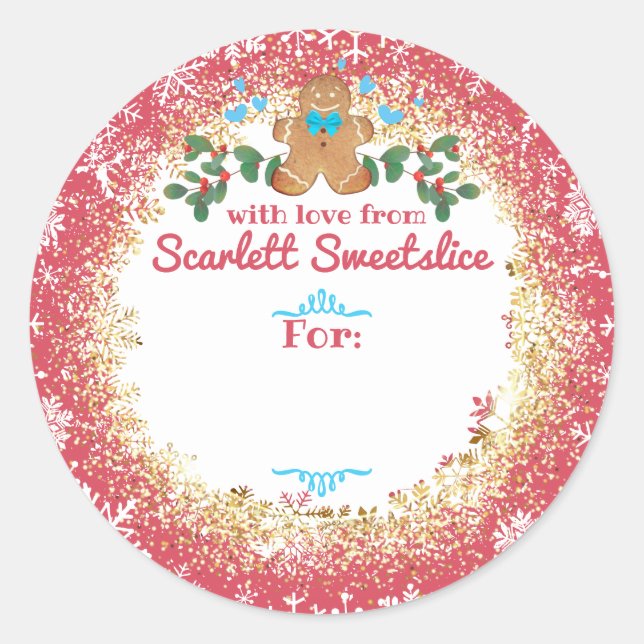 Pegatina Redonda Navidades galletas pan de jengibre panadería (Anverso)