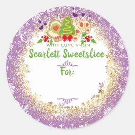 Pegatina Redonda Navidades galletas panadería de vacaciones a parti