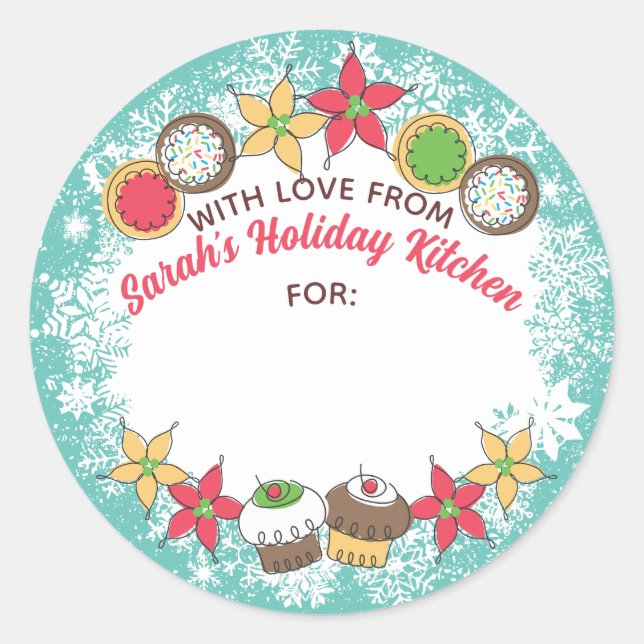Pegatina Redonda Navidades galletas quequitos de la cocina de (Anverso)