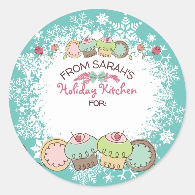 Pegatina Redonda Navidades galletas quequitos de la cocina de (Anverso)