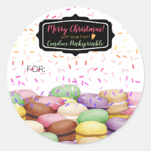Pegatina Redonda Navidades galletitas macaroon rociadas a