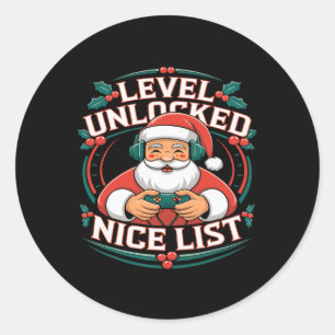 Pegatina Redonda Navidades Gamer Boys Bonito Juego de Video Lista S