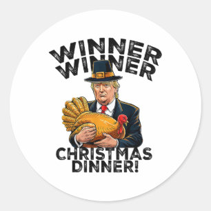 Pegatina Redonda Navidades ganadores de Trump y humor cena X