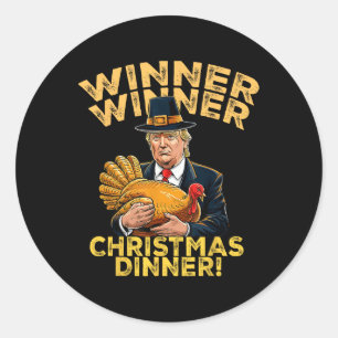 Pegatina Redonda Navidades ganadores de Trump y humor cena X