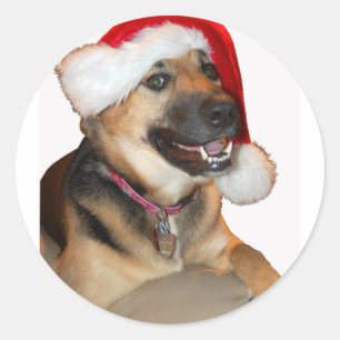 Pegatina Redonda Navidades German Shepherd