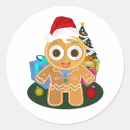 Pegatina Redonda Navidades - Ginger Bread Man
