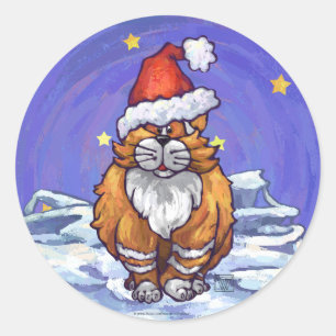 Pegatina Redonda Navidades Ginger Cat
