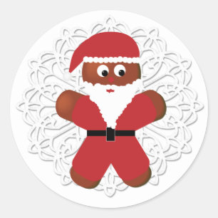 Pegatina Redonda Navidades Gingerbread Cookie Santa Doily