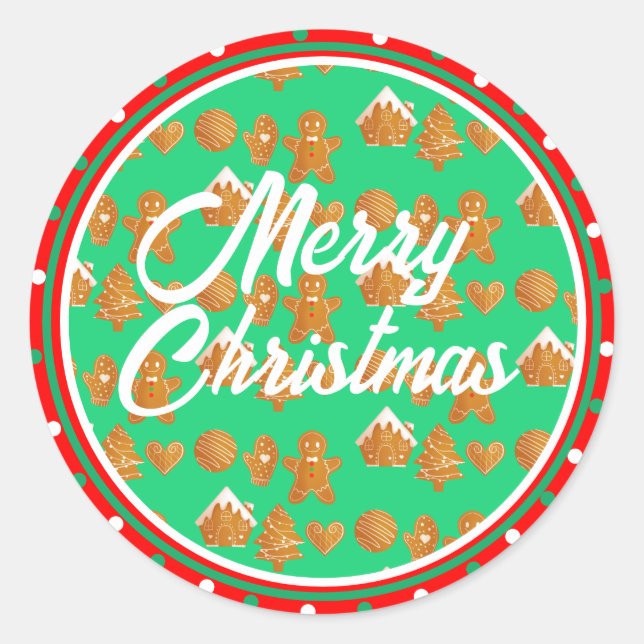 Pegatina Redonda Navidades Gingerbread Cookies (Anverso)