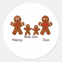 Pegatina Redonda Navidades Gingerbread Familia de los Cuatro