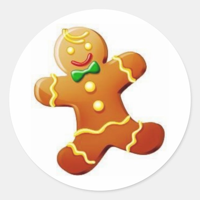 Pegatina Redonda Navidades Gingerbread Man (Anverso)