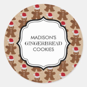 Pegatina Redonda Navidades Gingerbread Man Cookies Holiday Baking