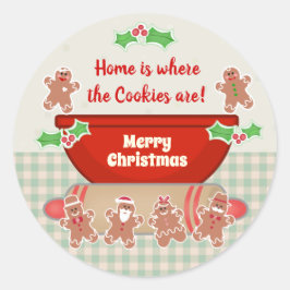 Pegatina Redonda Navidades Gingerbread Personalizado Funny Baking