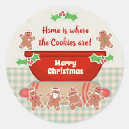 Pegatina Redonda Navidades Gingerbread Personalizado Funny Baking