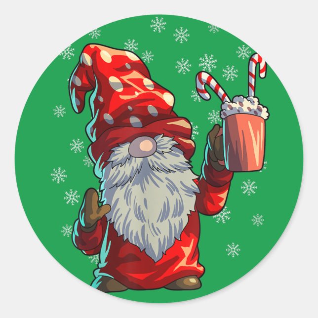 Pegatina Redonda Navidades Gnome Camisas Hombres Mujeres Búfalo Roj (Anverso)