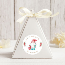 Pegatina Redonda Navidades Gnome Happy Holidays