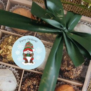 Pegatina Redonda Navidades Gnome Red Green Cute