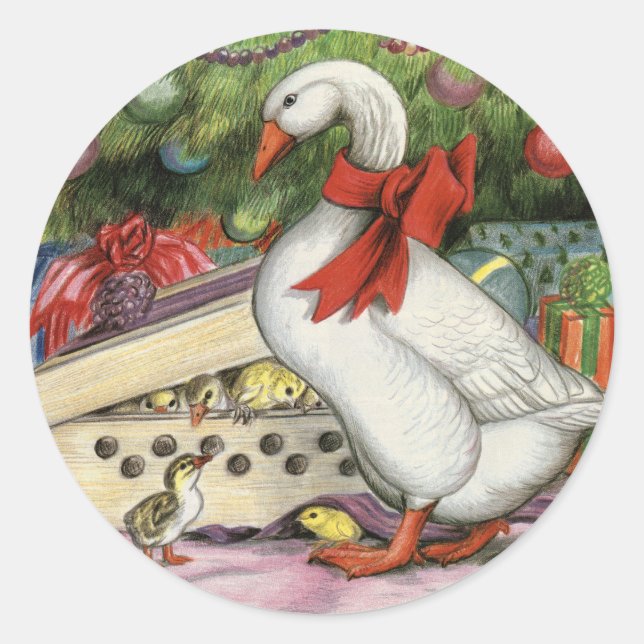 Pegatina Redonda Navidades Goose (Anverso)