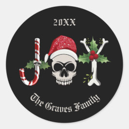 Pegatina Redonda Navidades góticos JOY Skull