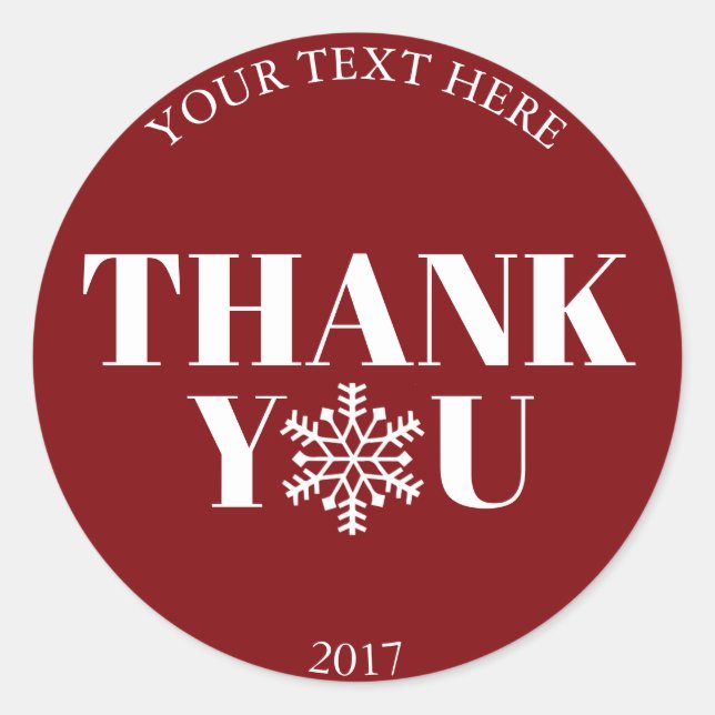 Pegatina Redonda Navidades Gracias A Los Blancos Rojos De Snowflake (Anverso)