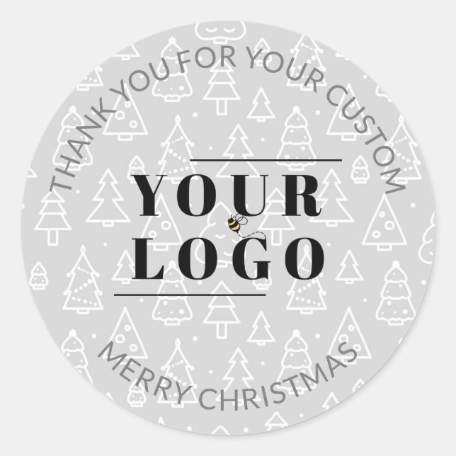 Pegatina Redonda Navidades Gracias Personalizado De Pequeñas Empres (Anverso)
