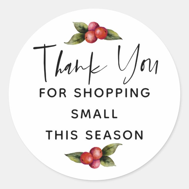 Pegatina Redonda Navidades Gracias Por Comprar Pequeñas Empresas (Anverso)