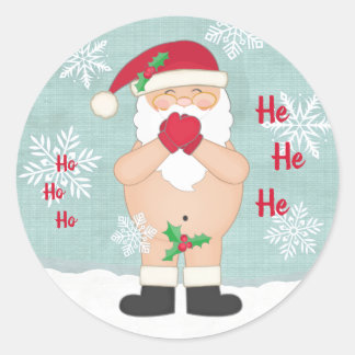 Pegatina Redonda Navidades graciosos cutan al Personalizado Naughty
