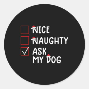 Pegatina Redonda Navidades graciosos de Ask Dog Cute