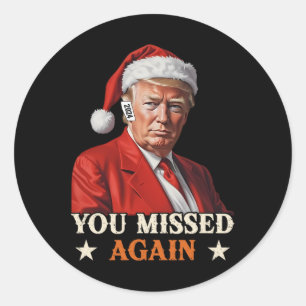 Pegatina Redonda Navidades graciosos de Trump que perdiste de nuevo