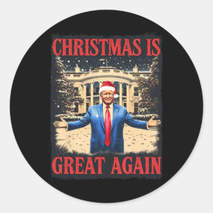 Pegatina Redonda Navidades graciosos de Trump son grandes de nuevo 