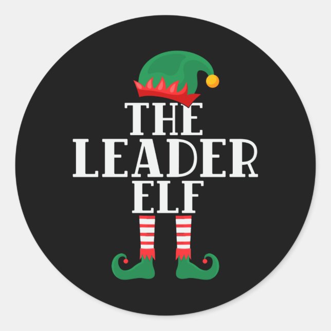 Pegatina Redonda Navidades graciosos del líder Elf (Anverso)