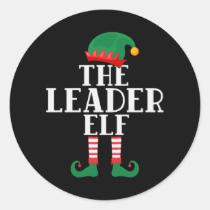 Pegatina Redonda Navidades graciosos del líder Elf