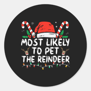 Pegatina Redonda navidades graciosos muy probablemente para mascota