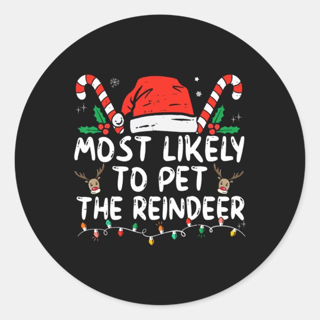 Pegatina Redonda navidades graciosos muy probablemente para mascota (Anverso)