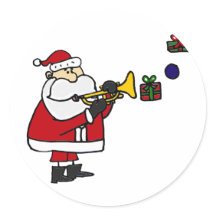 Navidades graciosos Santa Jugando Trumpeta