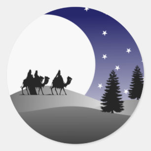 Pegatina Redonda Navidades gráficos de tres sabios