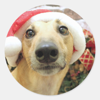 Pegatina Redonda Navidades - Greyhound - Pena