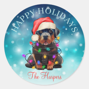 Pegatina Redonda Navidades guapos feliz Personalizado Mascota de pe