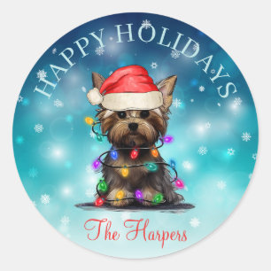 Pegatina Redonda Navidades guapos feliz Personalizado Mascota de pe