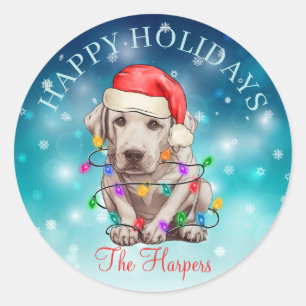 Pegatina Redonda Navidades guapos feliz Personalizado Mascota de pe
