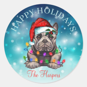 Pegatina Redonda Navidades guapos feliz Personalizado Mascota de pe