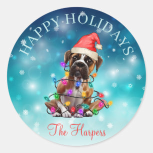 Pegatina Redonda Navidades guapos feliz Personalizado Mascota de pe
