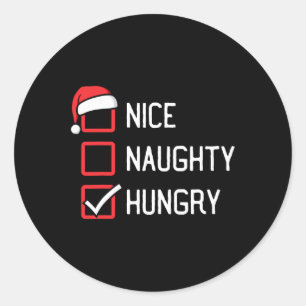 Pegatina Redonda Navidades hambrientos de Nice Naughty List